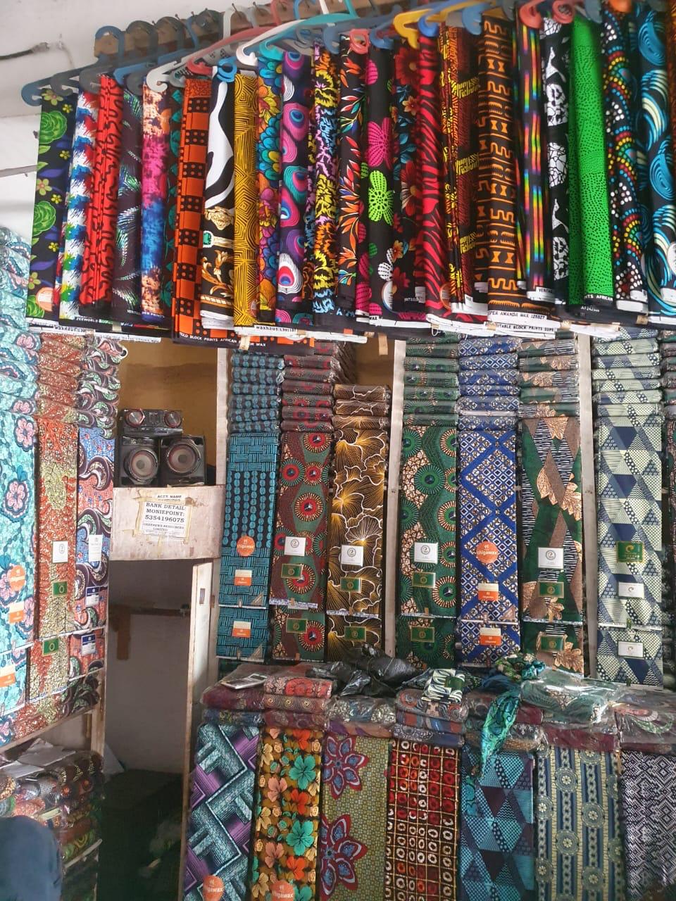 Fabric shop at an African market